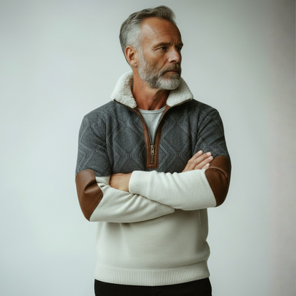 Matthis – Weicher Reißverschluss-Pullover mit Stehkragen