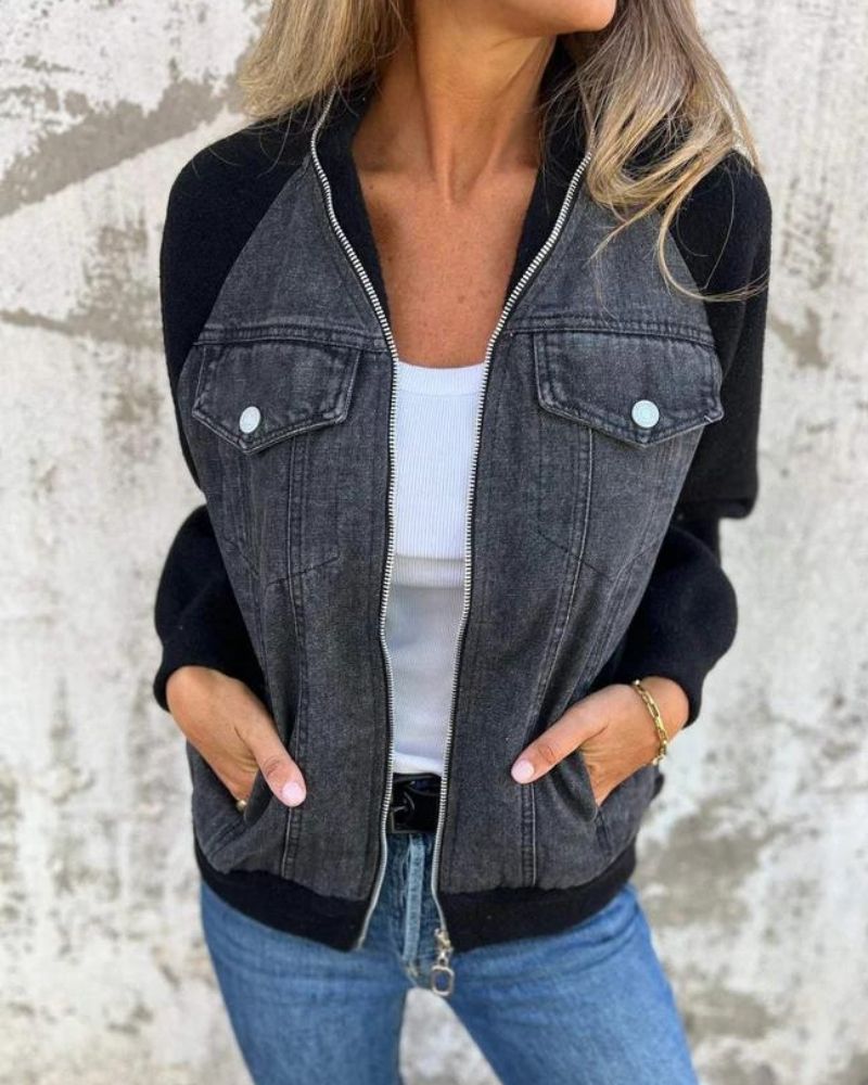 ANIDIA - Moderne Jacke aus Denim-Stoff