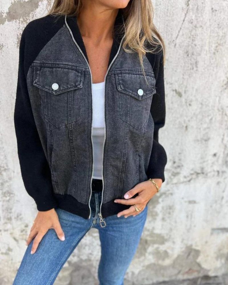 ANIDIA - Moderne Jacke aus Denim-Stoff
