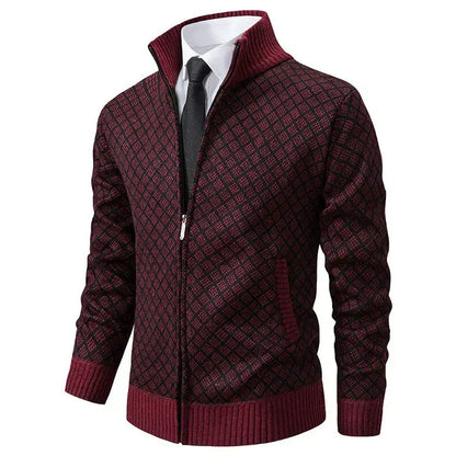Alaric | Klassische Herren-Strickjacke mit Rautenmuster
