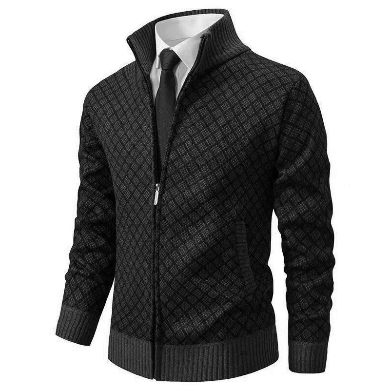 Alaric | Klassische Herren-Strickjacke mit Rautenmuster