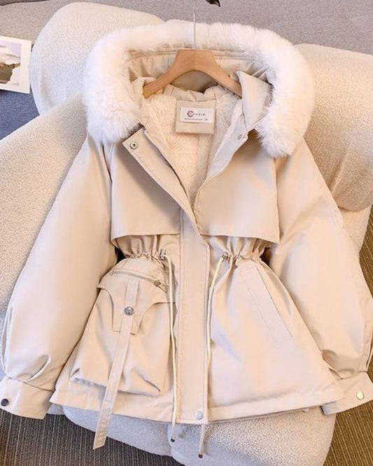 DENILA - Eleganter Brévine-Mantel mit Kunstfellkragen