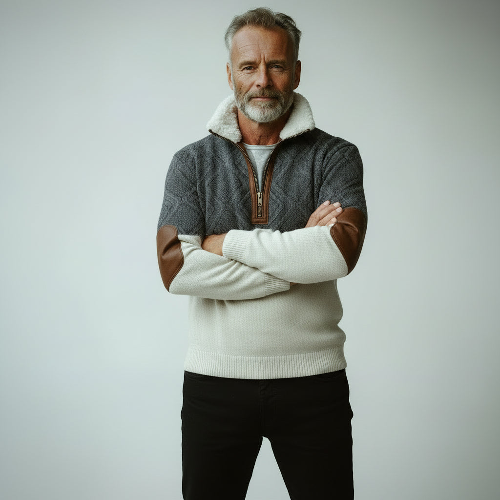 Matthis – Weicher Reißverschluss-Pullover mit Stehkragen