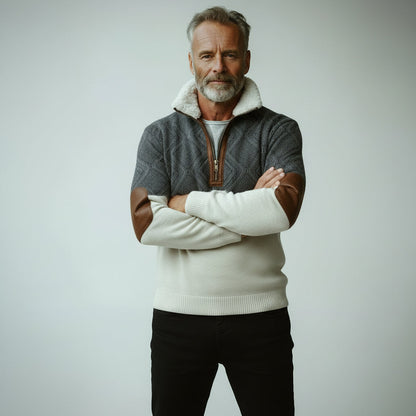 Matthis – Weicher Reißverschluss-Pullover mit Stehkragen