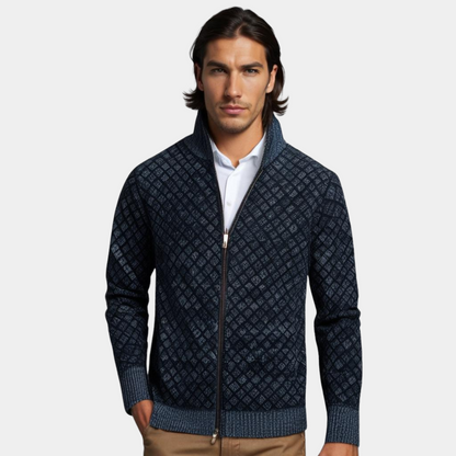Alaric | Klassische Herren-Strickjacke mit Rautenmuster